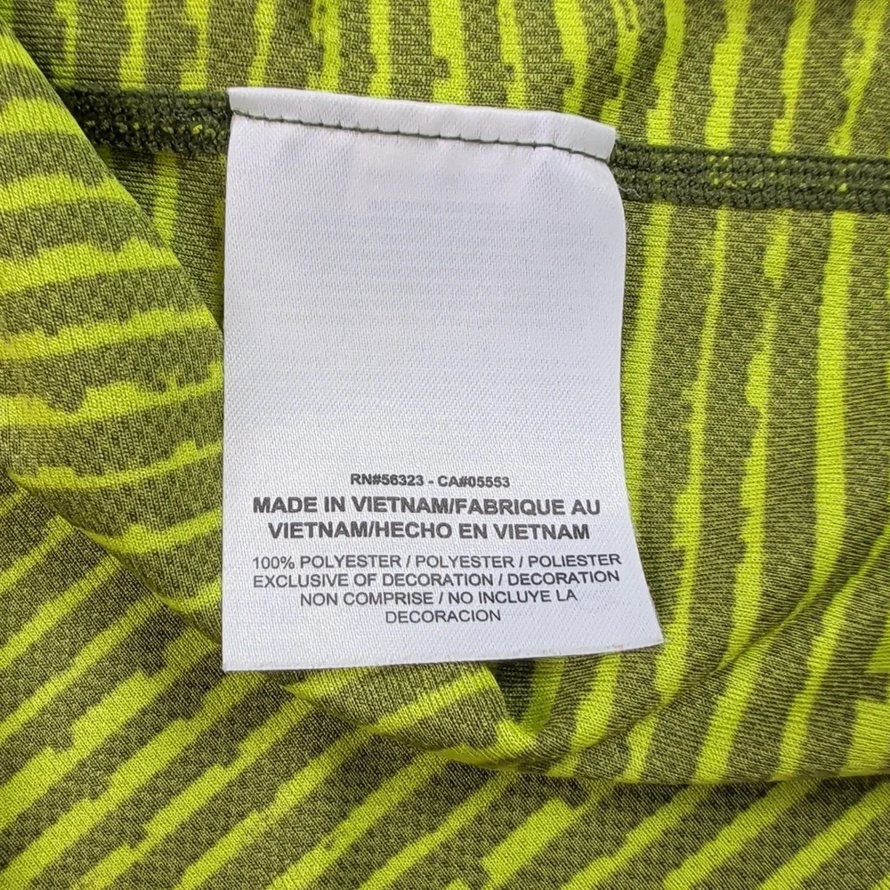 Nike Miler Running Shirt Mens Large Lime Green Striped Dri-FIT 619393-367
